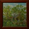 J. Sully Smyth, "Louisiana Cabins," 20th c., oil on board, signed lower right, presnted in a pine frame, H.- 17 1/4 in., W.- 17 1/4 in.