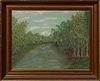 Louisiana School, "Moss Draped Swamp Scene," 20th c., presented in a mahogany frame with gilt highlights, H.- 19 1/2 in., W.- 25 1/2...