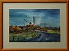 Jean Williams, "Sugar Mill," 20th c., watercolor, signed lower right, titled verso, presented in a natural oak frame, H.- 14 in., W....