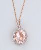 14K Rose Gold Pendant, with an 11.04 carat oval morganite