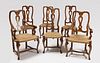Six Fruitwood Italian Dining Chairs