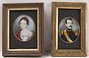 Military Officer & Wife Pair -miniature portraits