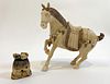 Fine Chinese Carved Horse together with a Netsuke