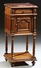 French Louis XVI Style Carved Mahogany Marble Top Nightstand, 20th c