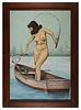 Old Florida Painting, Nude Woman Fishing