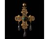 BYZANTINE GOLD CROSS WITH EMERALD AND AMETHYSTS