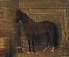 Howard Hill (American, ac. 1860-77)      Bay Horse in a Stable