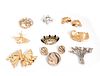 Lot comprising of eight brooches and two pair of earrings 