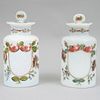 Pair of jars, 20th century, Made in La Granja style crysta, English  Decorated with plant, floral, organic elements.