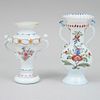 Lot of 2 vases, 20th century, Made in La Granja style crystal, Decorated with plant, floral elements.
