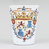 Cup. Spain. 19th century. Made in crystal by Real Fábrica de Cristales de la Granja. Decorated with heraldry from Leon and Castile.