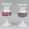 Lot of 2 vases, 20th century, Made in La Granja style crystal, Decorated with plant, floral elements