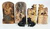 Two Pairs Soapstone Bookends, Pair Bronze Foo Lions