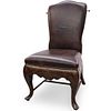 Theodore Alexander Leather and Wood Dresser Chair