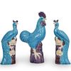 (3 Pc) Chinese Porcelain Rooster Figurines