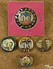 Five William McKinley & Theodore Roosevelt political buttons, largest - 1 1/8'' dia.