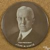 John W. Davis Presidential political button, 4'' dia.