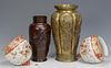 4 Japanese items: 2 vases, 2 Ferners