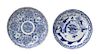 Two Blue and White Dishes Diameter of larger 6 inches.