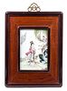 A Famille Rose Porcelain Plaque Height 9 1/2 x width 6 1/2 inches.