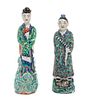 Two Polychrome Enameled Porcelain Figures Height of taller 10 1/4 inches.