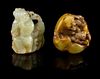 * Two Carved Jade Figural Toggles Height of first 2 1/4 inches.