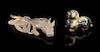 * Two Jade Carvings of Mythical Beasts Length of longer 6 5/8 inches.