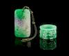 * Two Jadeite Articles Height of first 2 3/8 inches.