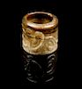 * A Carved Jade Archer's Ring Diameter overall 1 inch.
