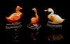 * A Group of Three Agate Figures of Ducks Length of largest 3 inches.