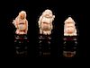 A Group of Three Carved Coral Figures Height of tallest 2 3/8 inches.
