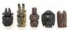 * A Group of Five Carved Hardstone Toggles Height of tallest 3 1/8 inches.