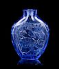 A Blue Peking Glass Snuff Bottle Height 2 1/2 inches.