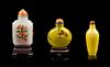 * Three Glass Snuff Bottles Height of tallest overall 3 3/8 inches.