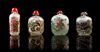 Four Inside Painted Glass Snuff Bottles Height of tallest 4 1/2 inches.