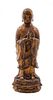 * A Gilt Lacquered Bronze Figure of a Praying Monk Height 7 3/4 inches.