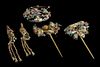 * Five Gilt Metal and Cloisonne Hair Ornaments Height of tallest 5 inches.