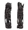 * Two Silver Inlaid Hardwood Figures Height of taller 14 inches.