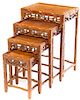 A Set of Four Nesting Tables Height of largest 27 1/2 x width 19 x depth 13 1/2 inches.