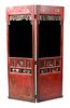 A Parcel Gilt Red Lacquered Two-Panel Floor Screen Height 76 1/4 x width 49 x depth 2 inches.