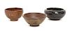 * Three Japanese Pottery Bowls Height of largest 3 x diameter 6 inches.