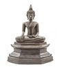 * A Thai Bronze Figure Of Buddha Height 15 1/8 inches.