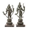 A Pair of Indian Bronze Figures of Deities Height of pair 18 1/4 inches.