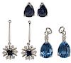 Sapphire Earrings with Two Pair