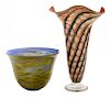 Two Mark Woodham Art Glass Vases