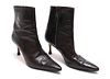 Manolo Blahnik Leather Ankle Boots, Size 38