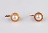 10K Yellow Gold Mabe Pearl Drop Earrings, Vintage