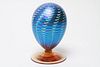 Tiffany Manner Pulled Feather Art Glass Egg