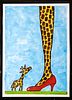 Jonas Lautrop "Giraffe and Woman's Leg" Watercolor