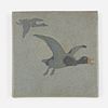 Marblehead Pottery, trivet tile with flying ducks